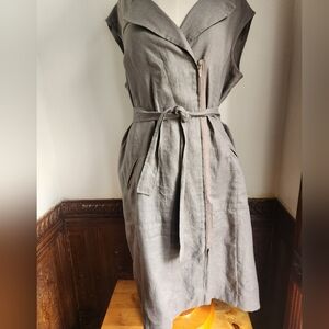 GERARD DAREL Linen asymmetrical graphite color Dress Sz 8